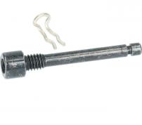 Pad axle and snap retainer