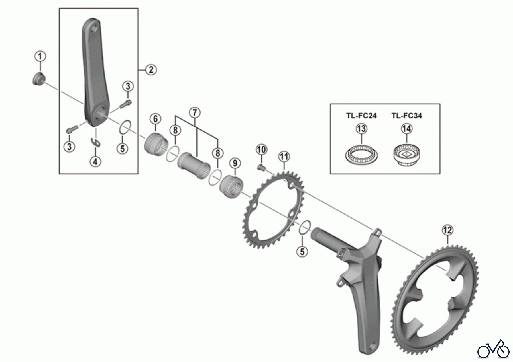  Shimano FC Front Chainwheel - Kurbelsatz, Vorderes Kettenblatt FC-R9200 (-4809) DURA-ACE Kurbelgarnitur