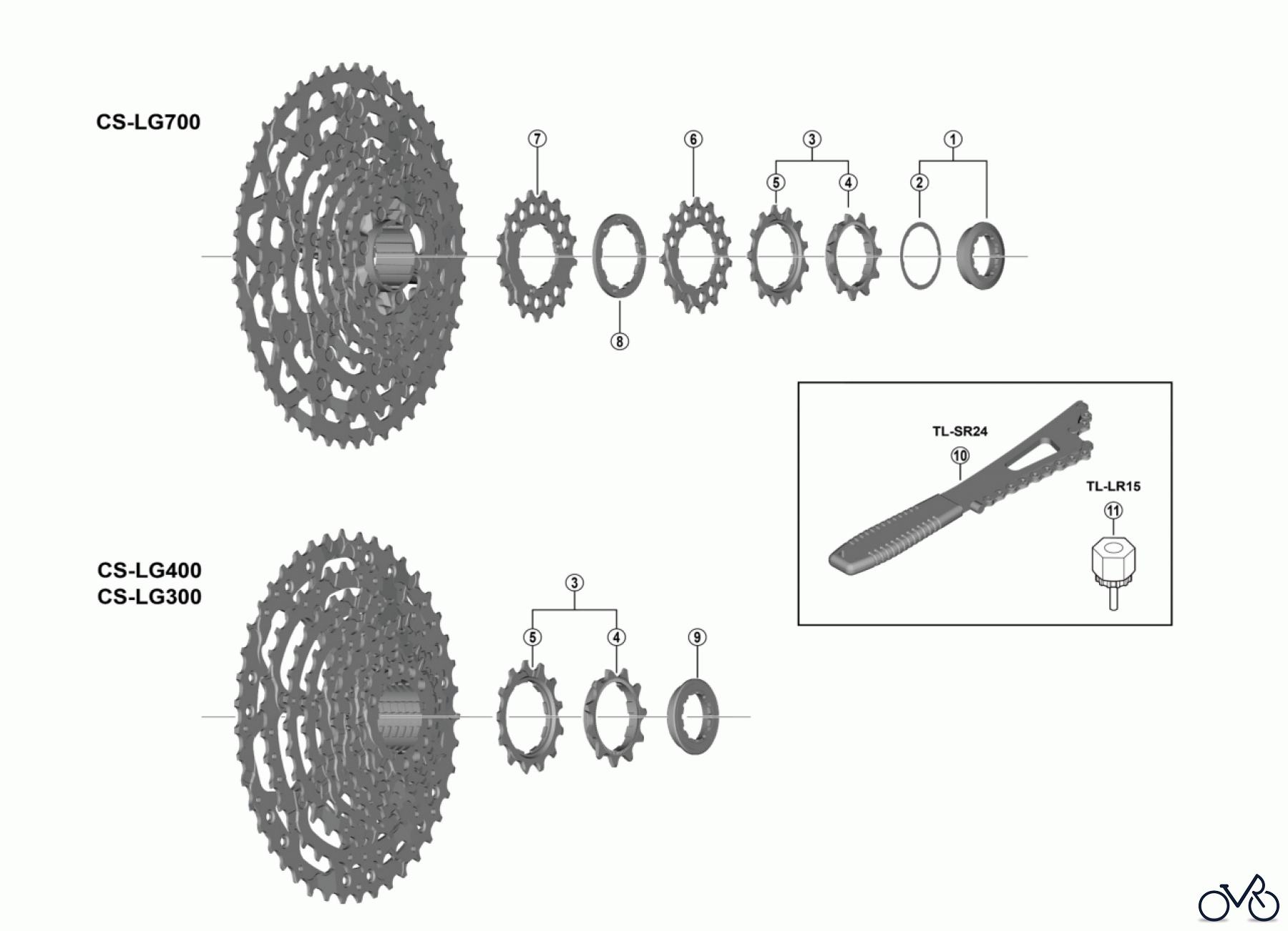  Shimano CS Cassette / Zahnkranz CS-LG700, CS-LG400, CS-LG300