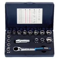 Werkzeug 3/8"+1/2" TRIPLEplus® Durchgangs-Steckschlüssel-Satz, 17-tlg.