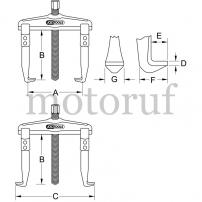 Werkzeug Universal-Abzieher 2-armig, 110-520mm , Haken 200mm