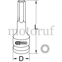 Werkzeug 1/2" Kraft-Bit-Stecknuss für Innensechskant-Schrauben, lang, 8mm