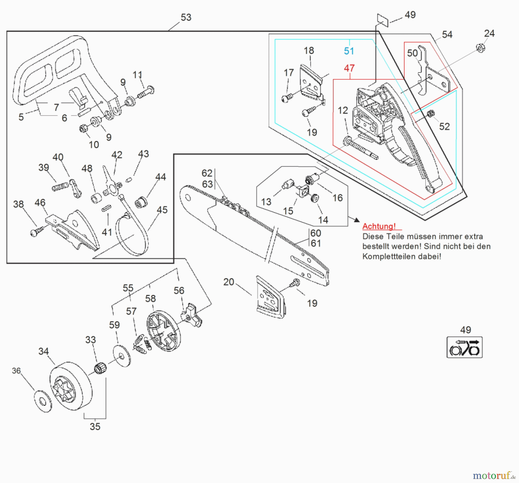 Echo Sägen, Kettensägen CS-4200ES - Echo Chainsaw, S/N: 36001001 - 36999999 Clutch, Sprocket Guard