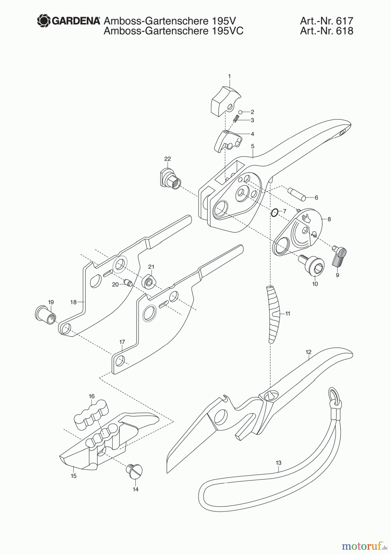 Gardena Gartenschere Amboss-Gartenschere 195 V