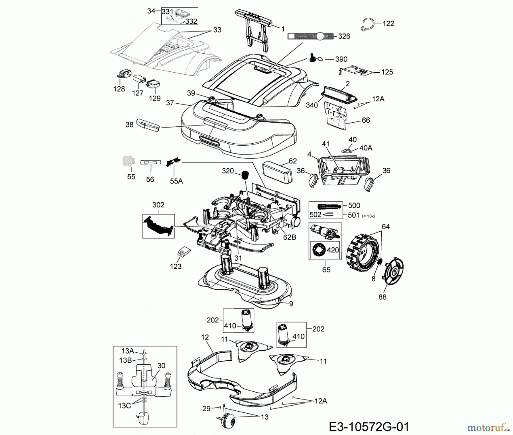 Robomow Mähroboter RS625 PRO 22CSDAAD619 (2020) Elektromotore, Gehäuse, Messer, Räder