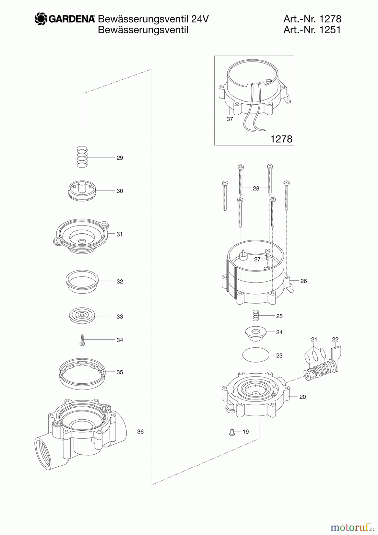Gardena Wassertechnik Regner Bewässerungsventil 24 V - 1''
