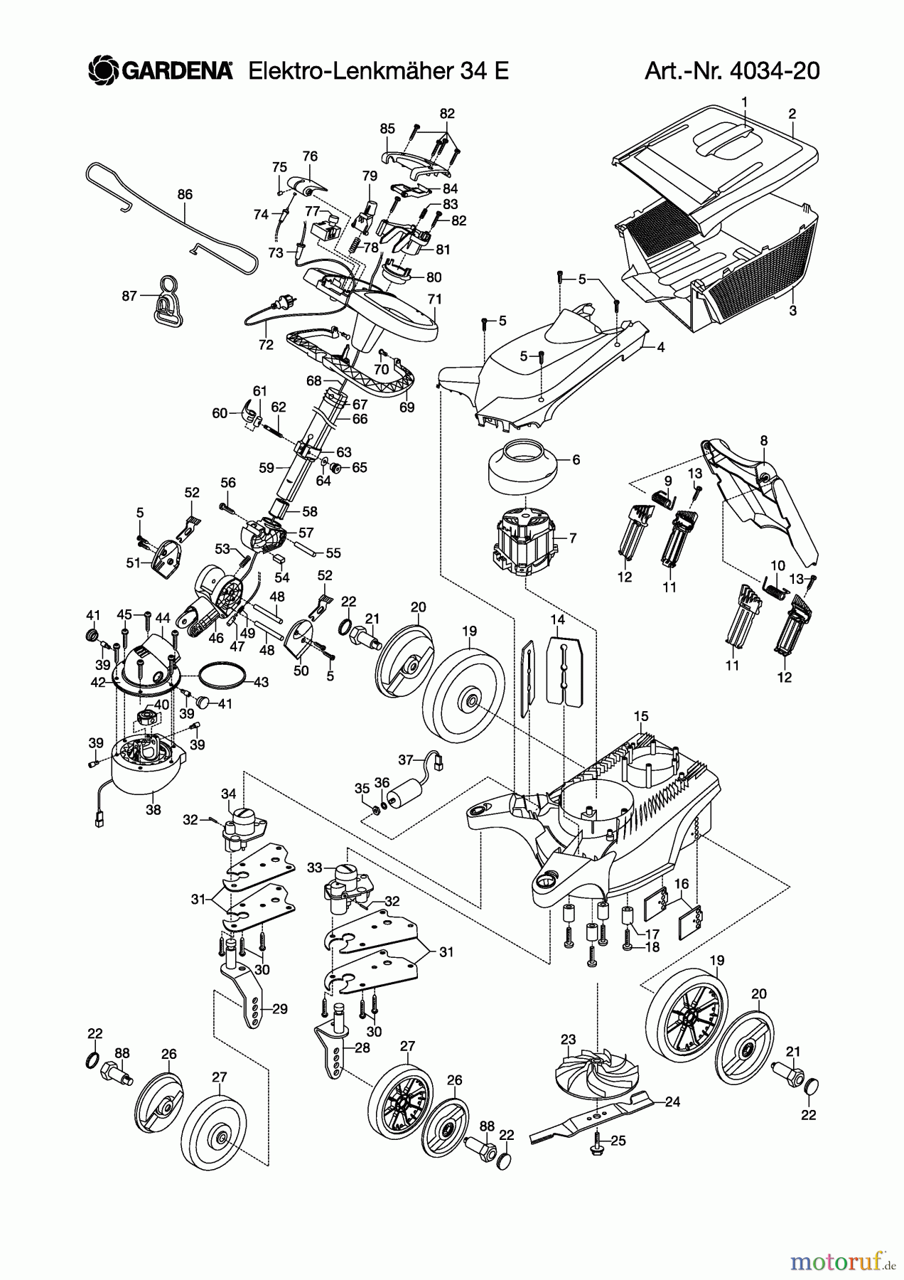 Gardena Rasenmäher Elektro-Lenkmäher 34 E
