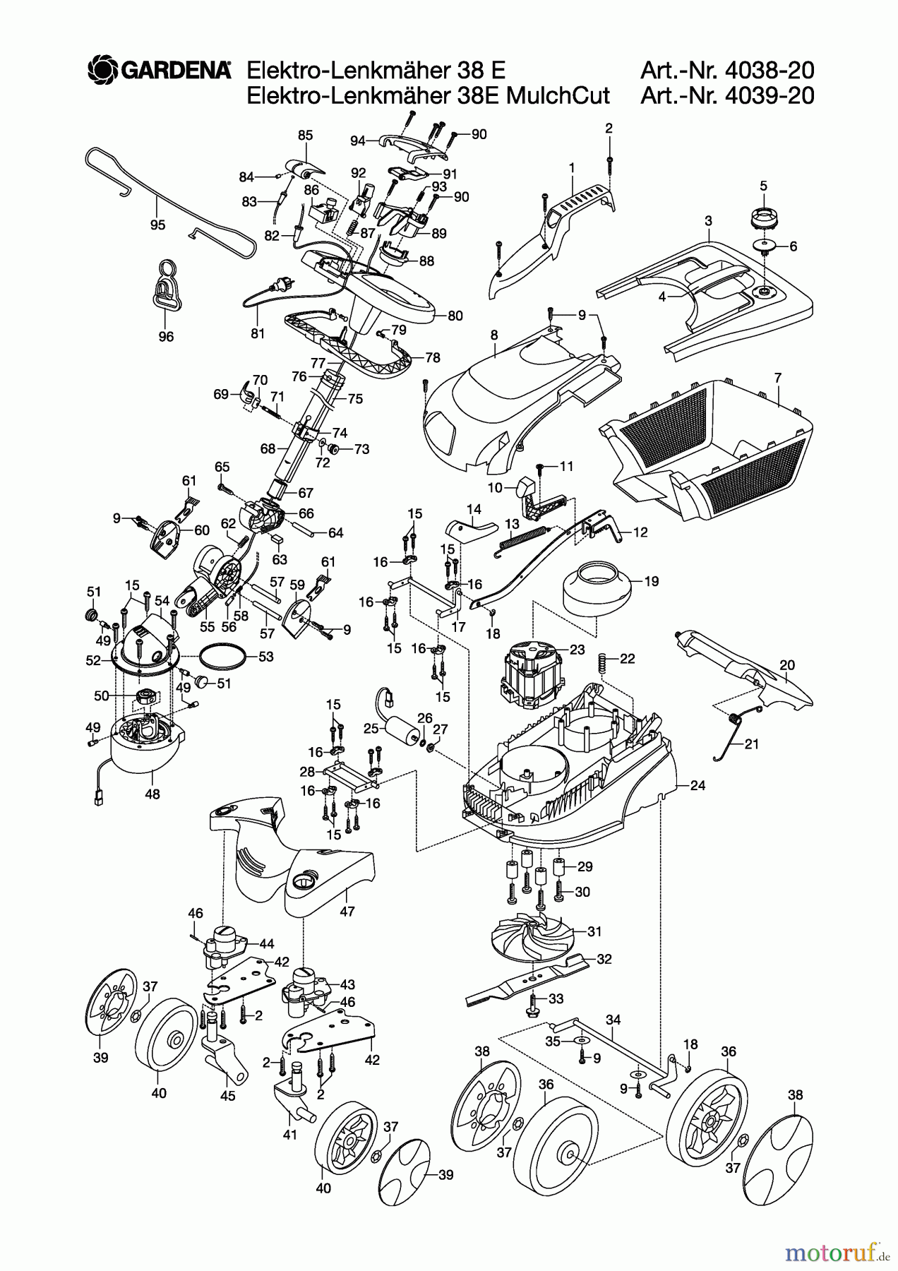 Gardena Rasenmäher Elektro-Lenkmäher 38 E