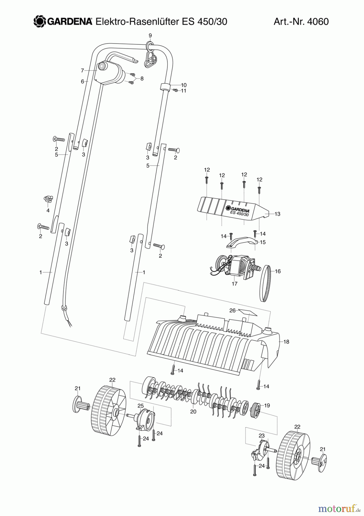  Gardena Vertikutierer Elektro-Rasenlüfter  ES 450/30