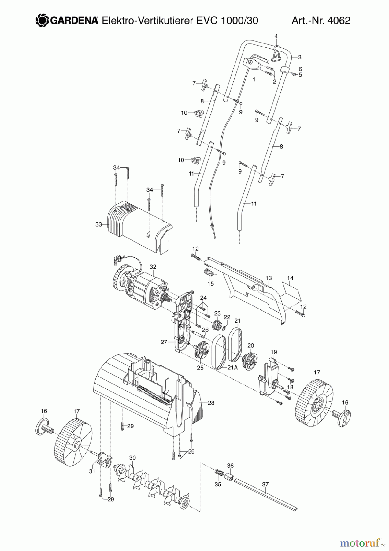 Gardena Vertikutierer Elektro-Vertikutierer EVC 1000/30