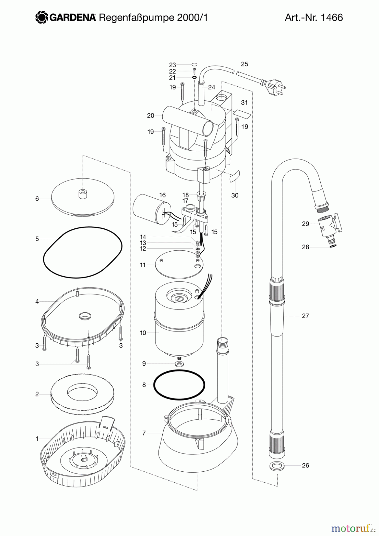 Gardena Wassertechnik Pumpen Regenfaßpumpe 2000/1
