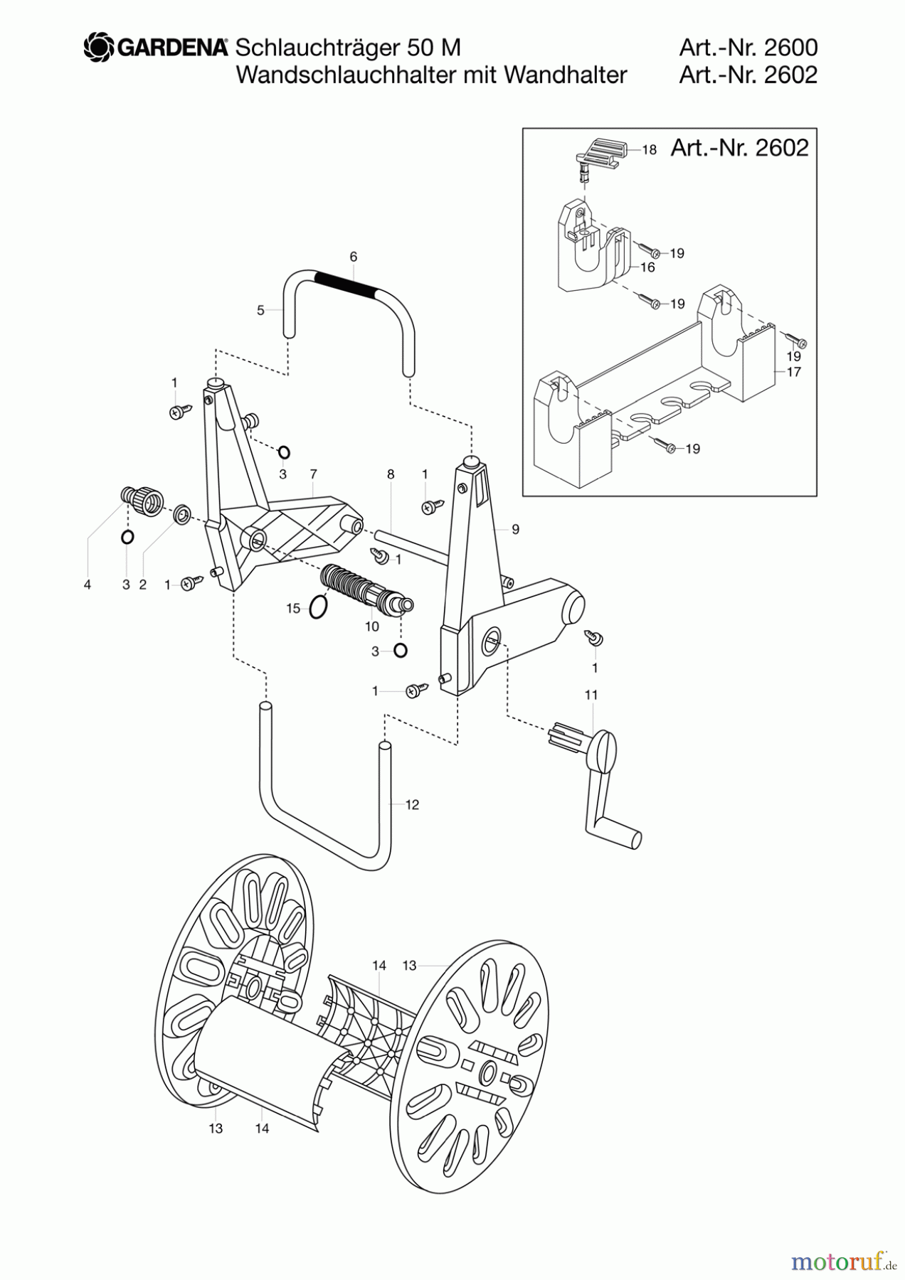 Gardena Wassertechnik Schlauchwagen Wandschlauchtrommel mobil