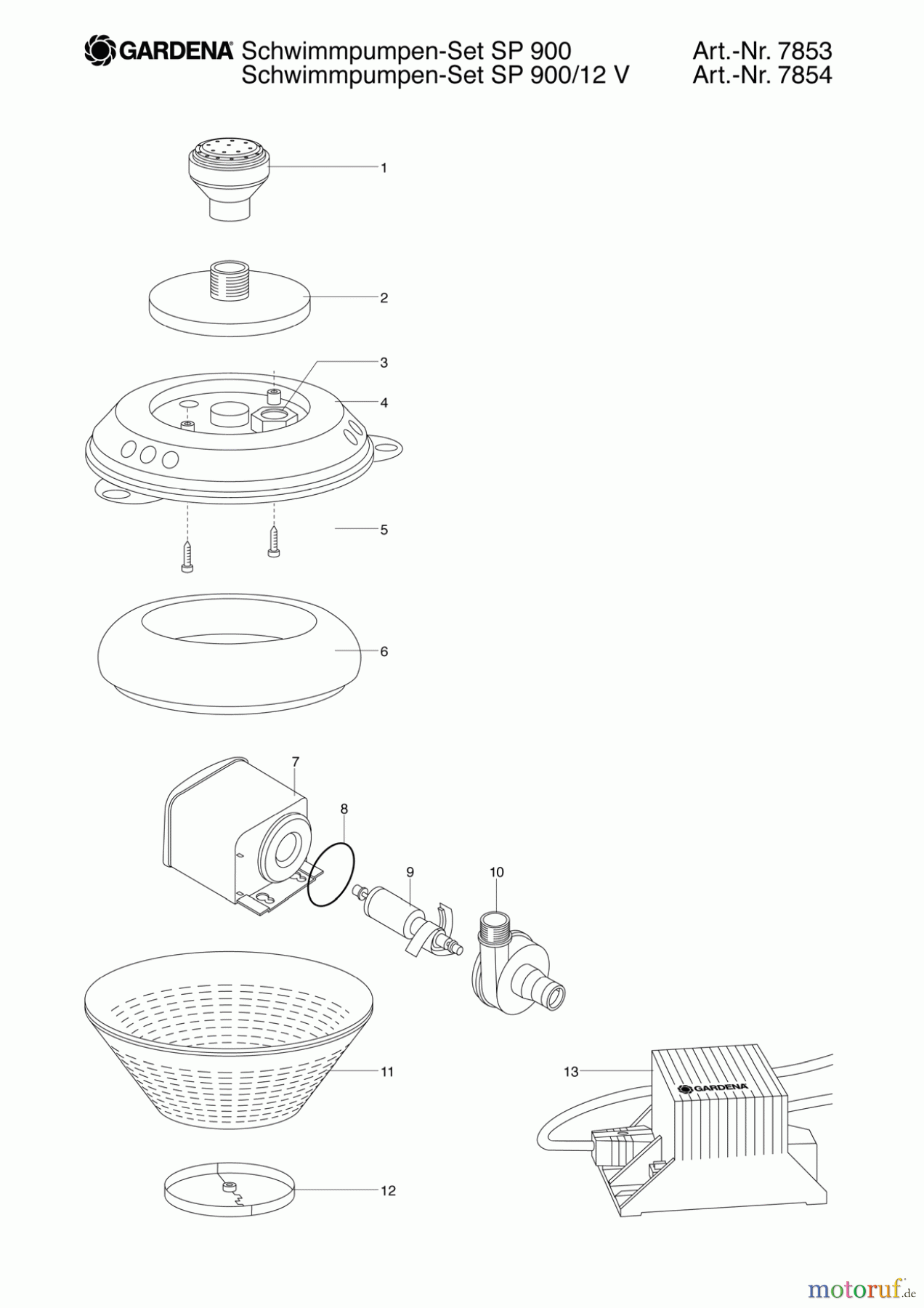 Gardena Wassertechnik Pumpen Schwimmpumpen-Set SP 900/12V