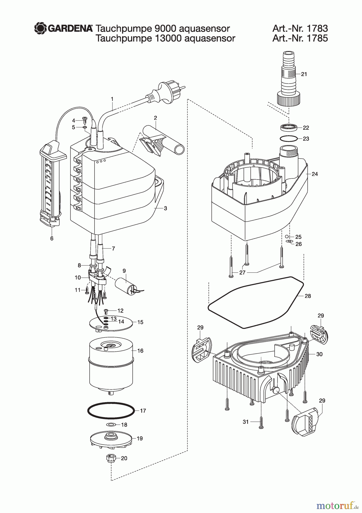  Gardena Wassertechnik Pumpen Tauchpumpe 13000 auqasensor