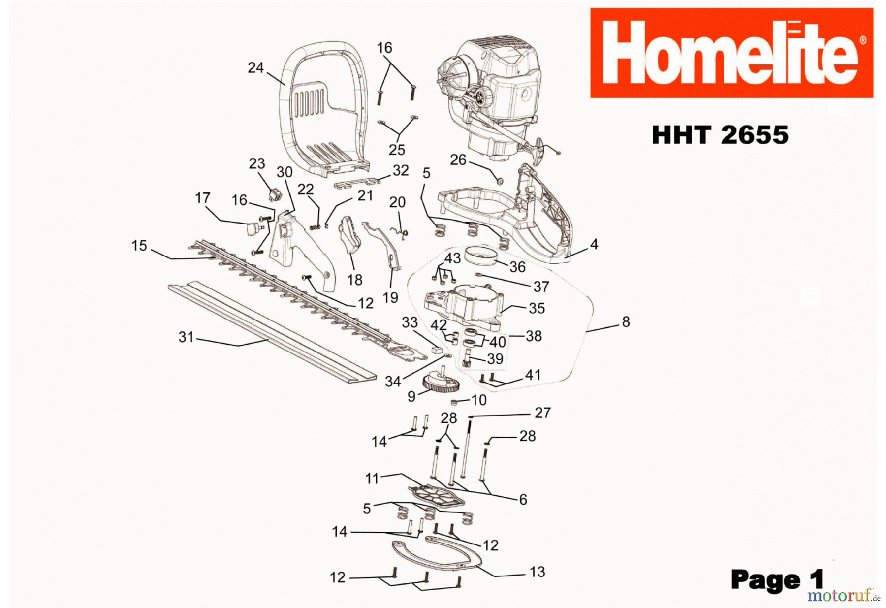 Homelite Heckenscheren HHT2655 Homelite 26cc Mighty Lite Hedge Trimmer Seite 1