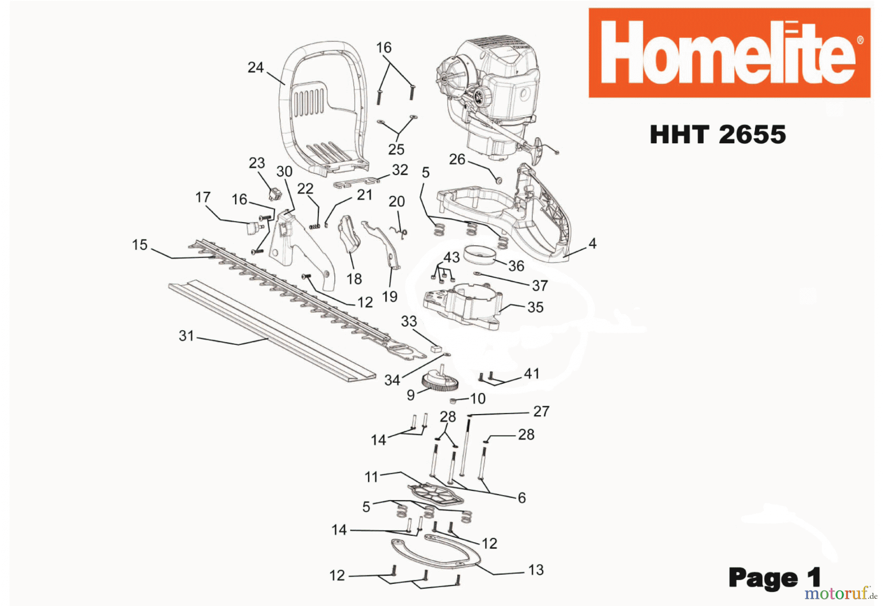Homelite Heckenscheren HHT2655 Homelite 26cc Mighty Lite Hedge Trimmer Seite 1