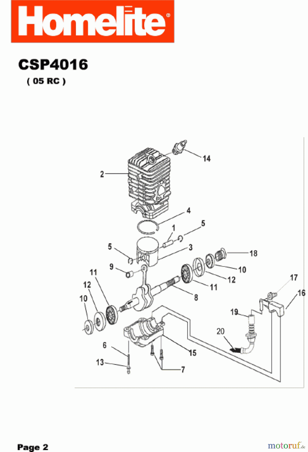  Homelite Motorsägen Benzin CSP4016 (10.2004 -12.2010) Motor