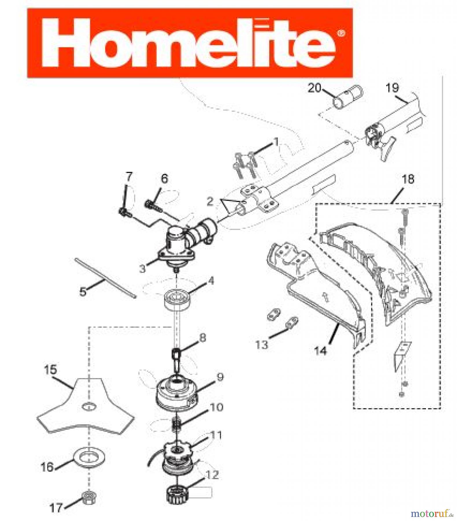  Homelite Motorsensen F3045 (Baujahr 2005-2010) Getriebe, Fadenkopf
