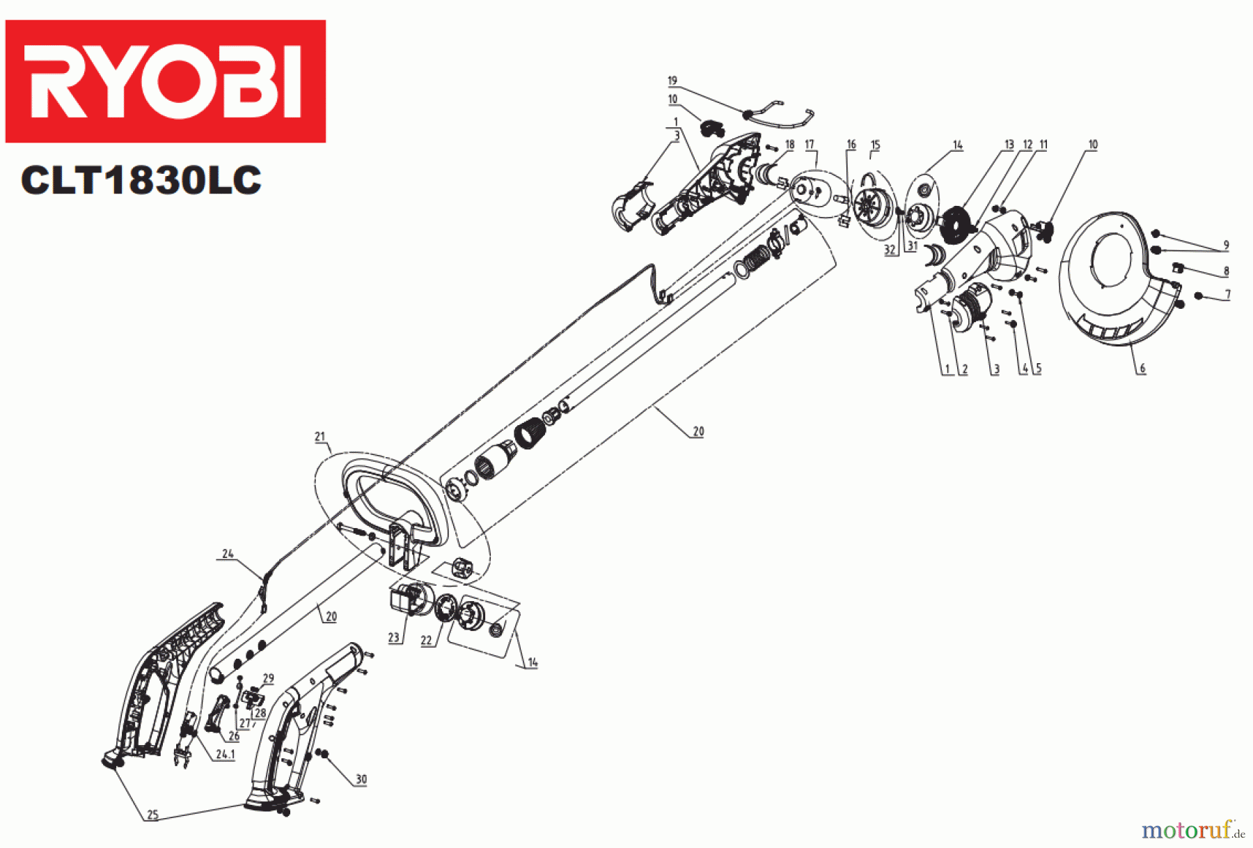 Ryobi Rasentrimmer Akku CLT1830LC Seite 1