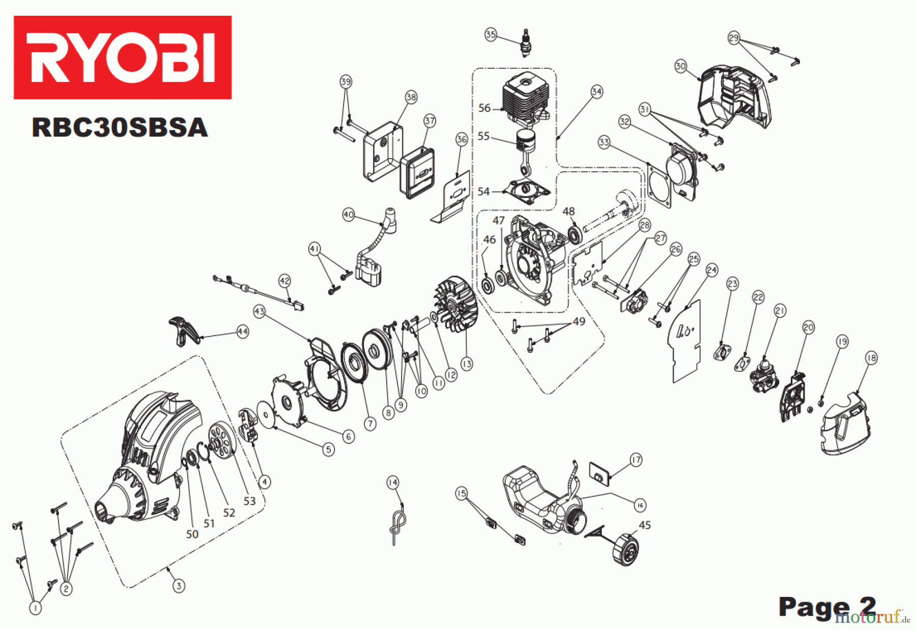 Ryobi Sensen Freischneider Benzin RBC30SBSA Seite 2