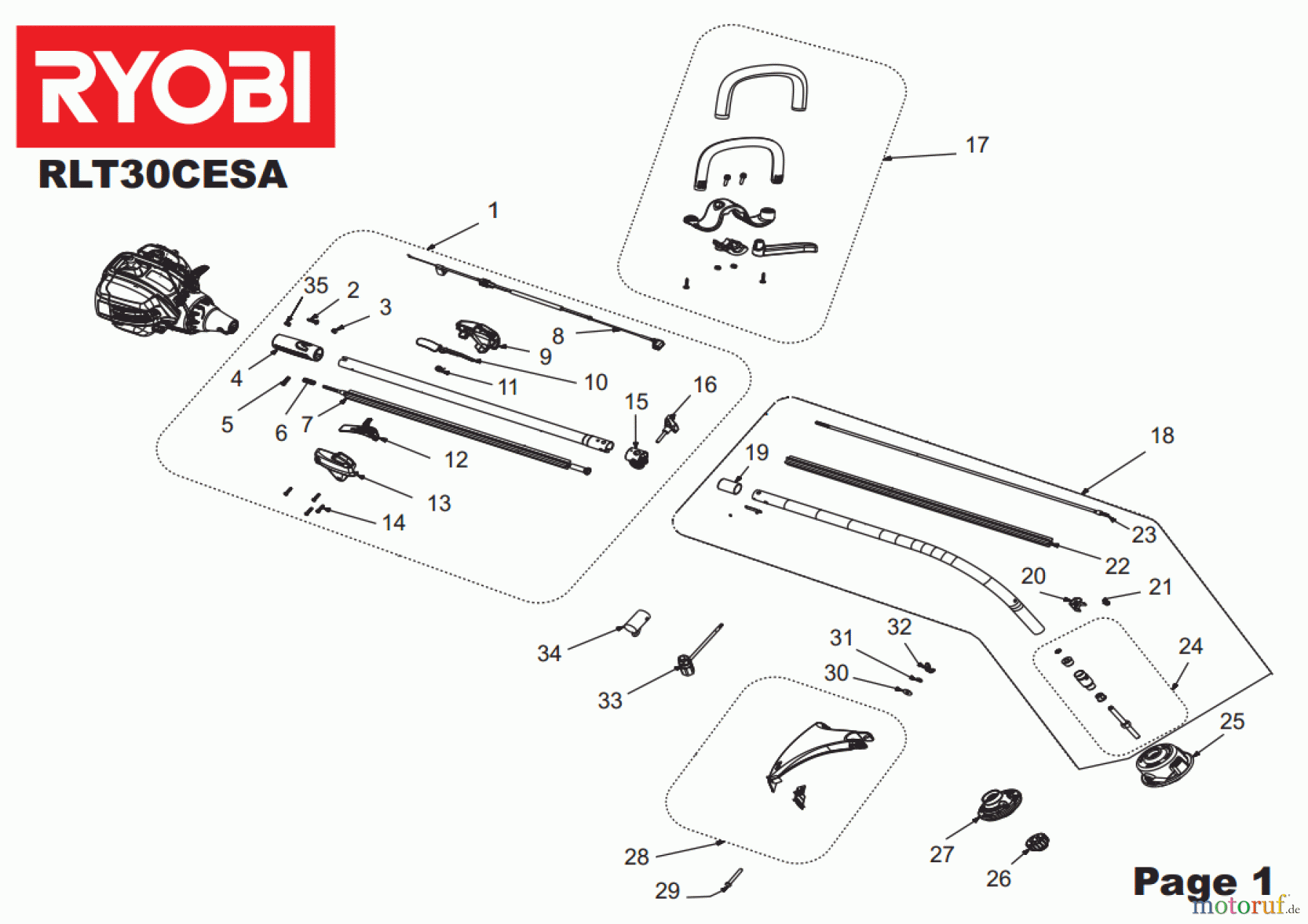 Ryobi Rasentrimmer Benzin RLT30CESA Seite 1
