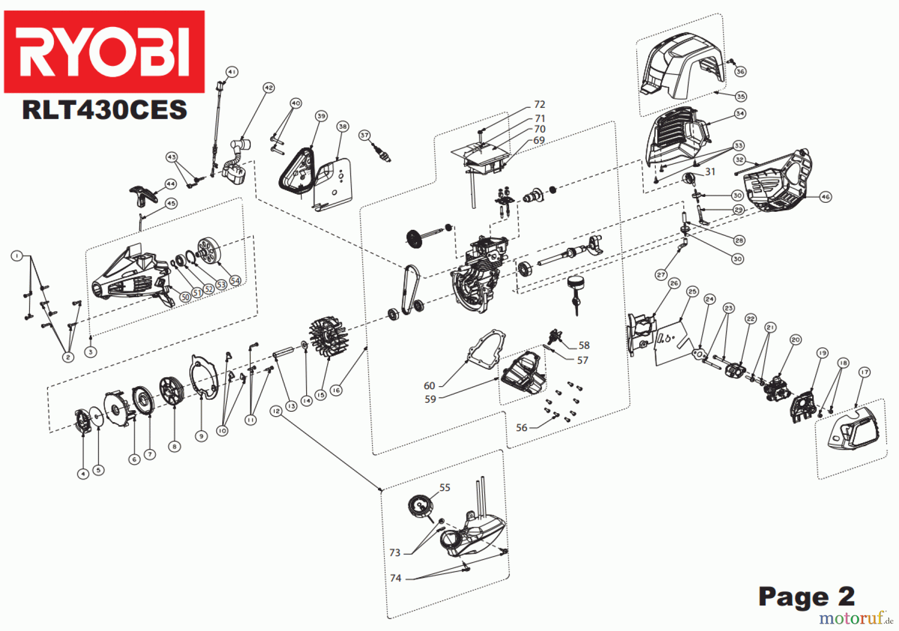 Ryobi Rasentrimmer Benzin RLT430CES Seite 2