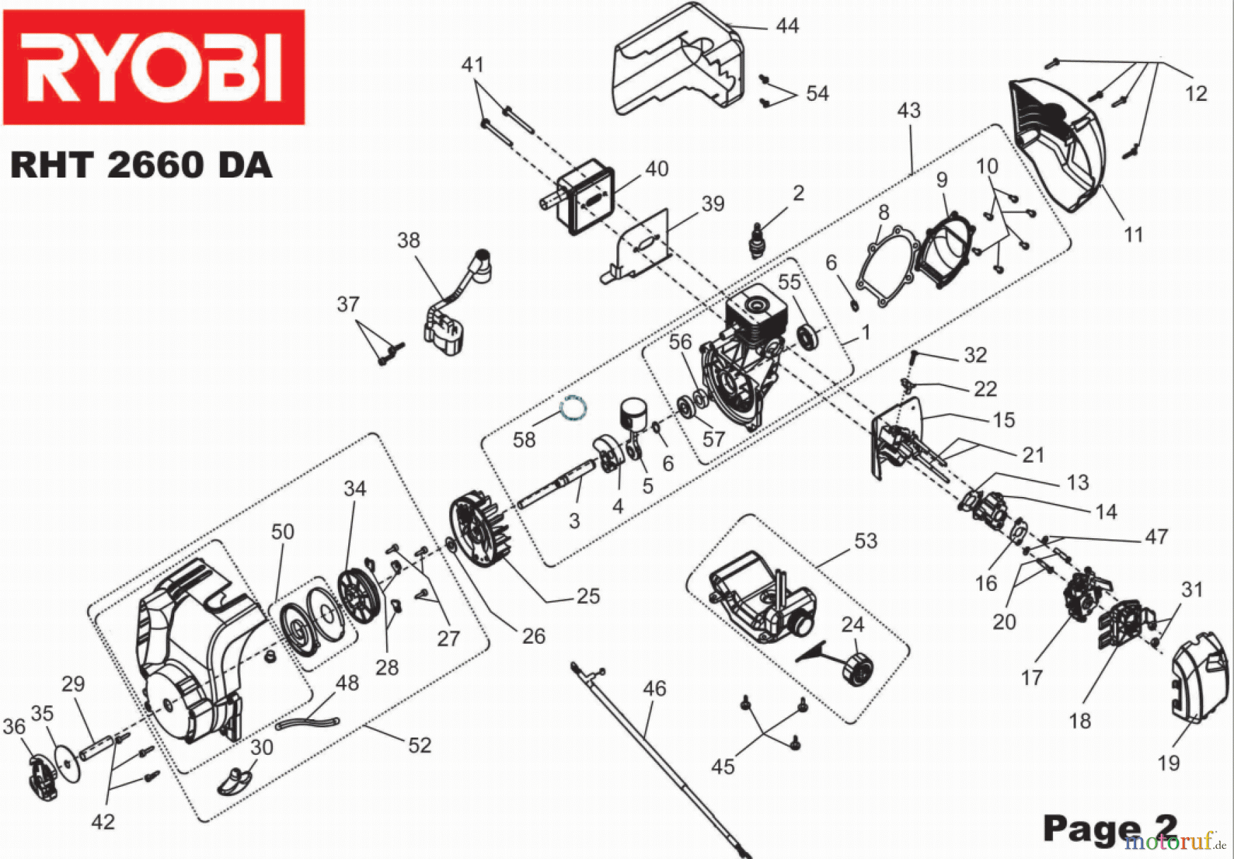 Ryobi Heckenscheren Benzin RHT2660DA Seite 2