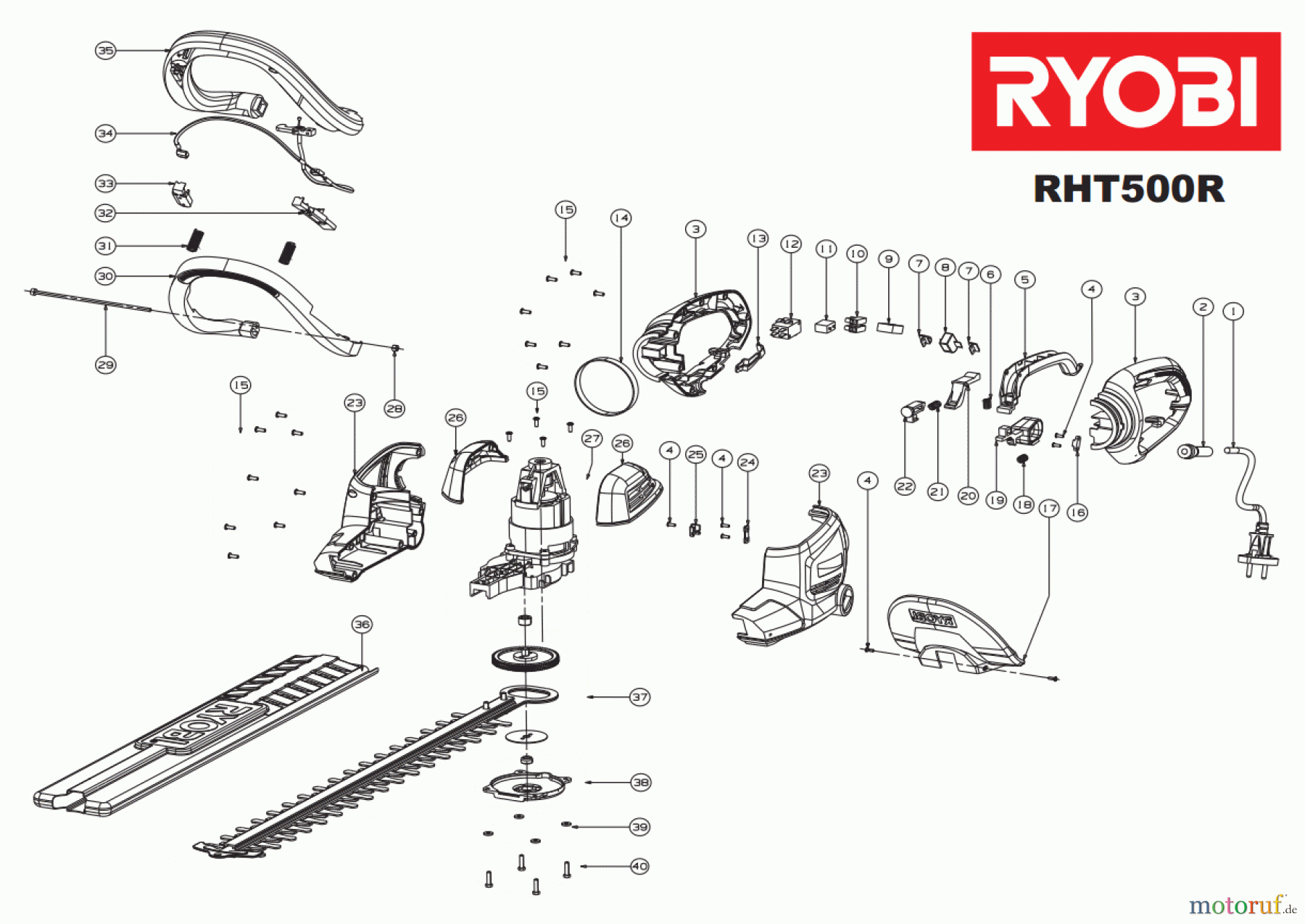 Ryobi Heckenscheren Elektro RHT500R