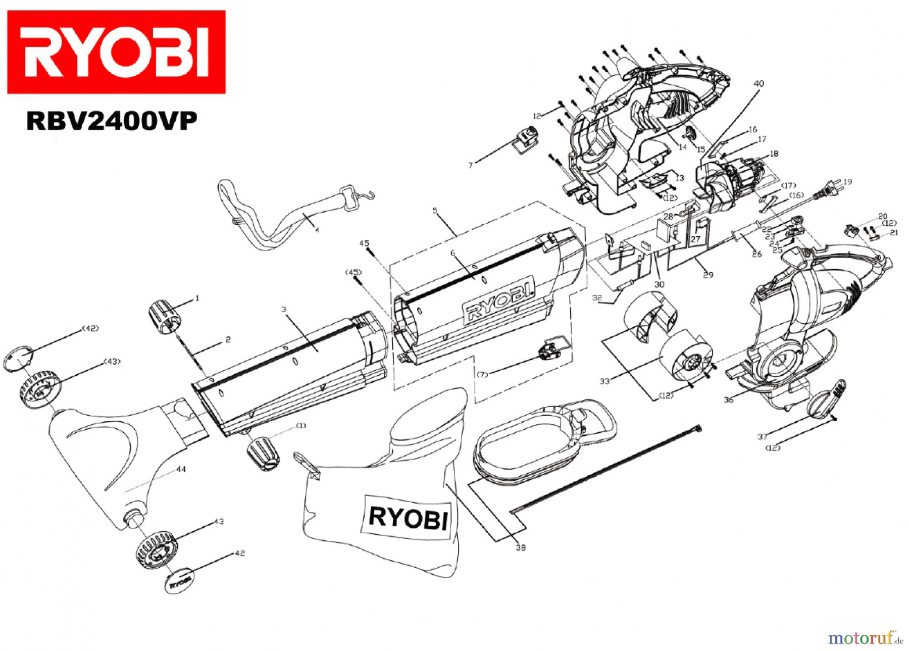 Ryobi Laubsauger und Laubbläser Laubsauger RBV2400VP