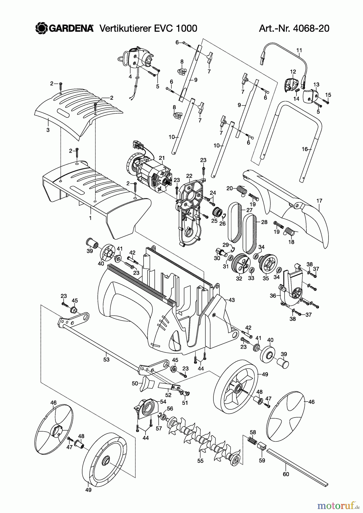 Gardena Vertikutierer Elektro-Vertikutierer EVC 1000