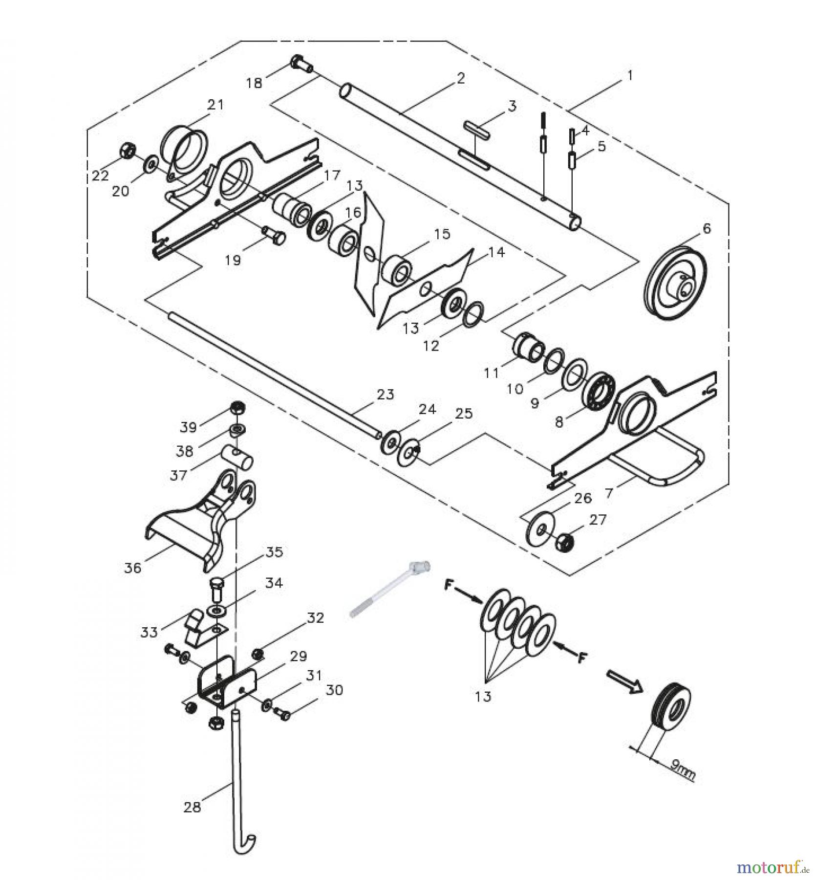 Tielbürger Vertikutierer tv510 Messerwelle mit festen Messern