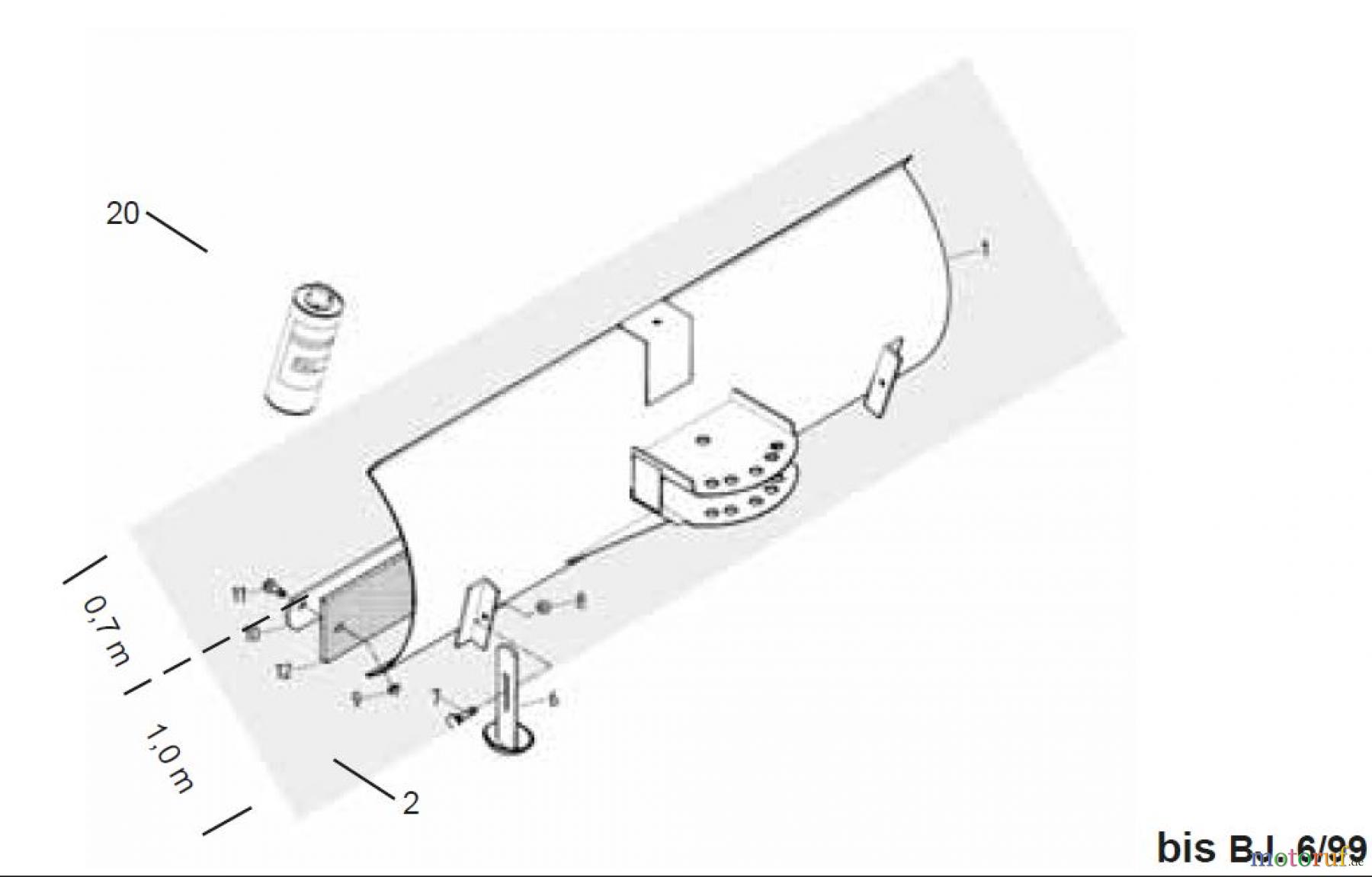 Tielbürger Wiesenmäher Zubehör Räumschilder für: t56, t56R, t57, t57R, t60, t66, t70 (1,0m) bis BJ. 6/99