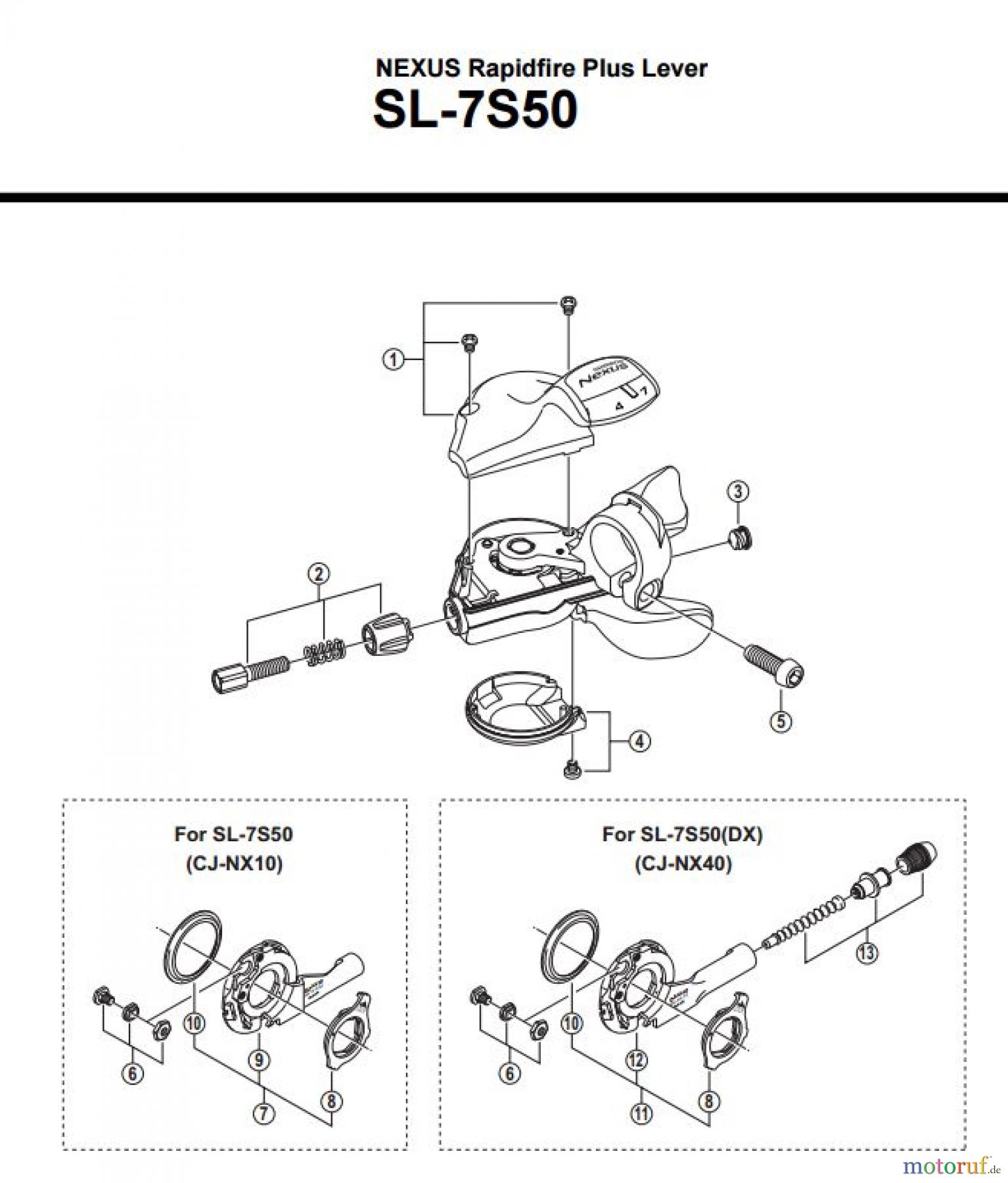 Shimano SL Shift Lever - Schalthebel SL-7S50 NEXUS Rapidfire Plus Lever