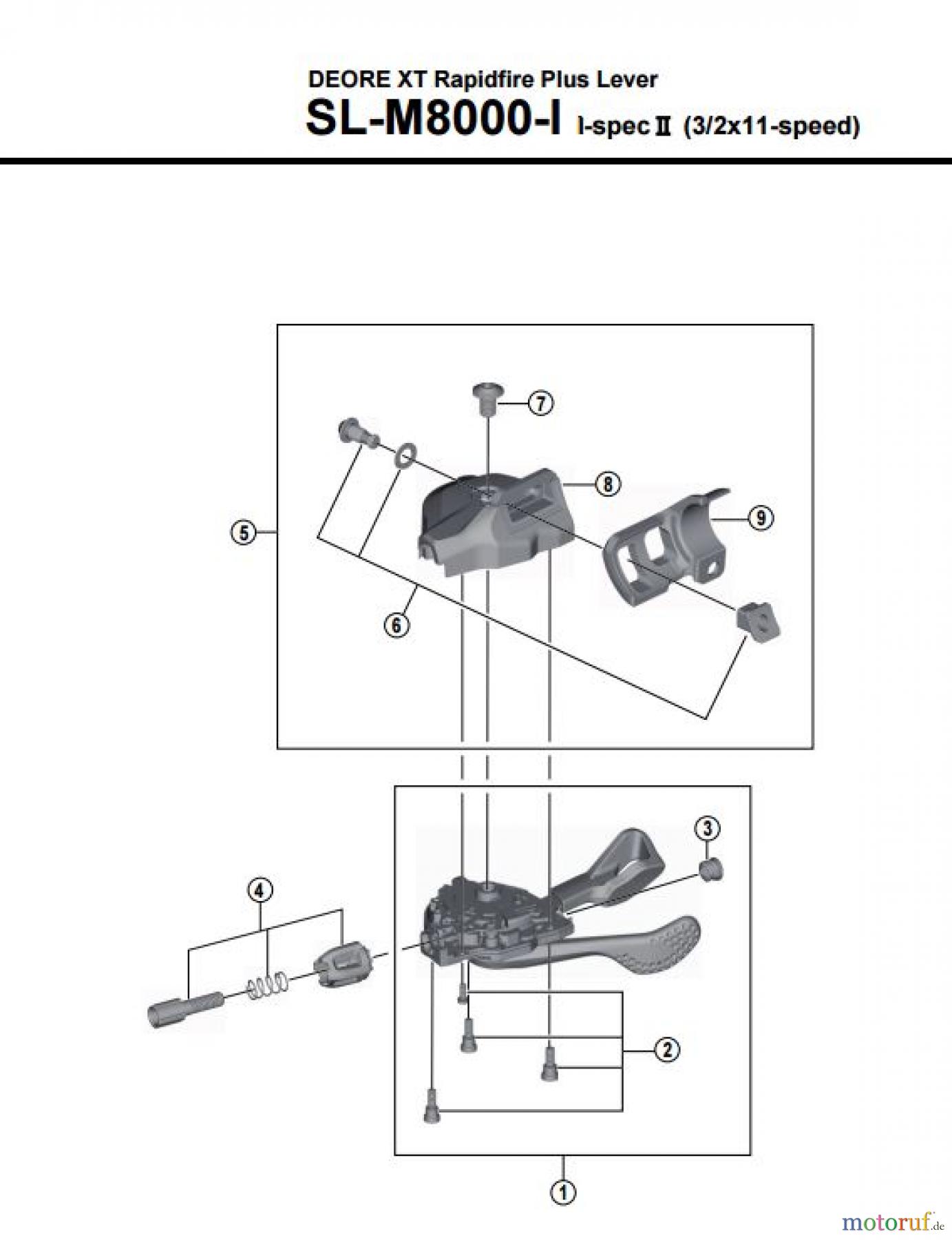 Shimano SL Shift Lever - Schalthebel SL-M8000-I-3884 DEORE XT Rapidfire Plus Lever I-specⅡ (3/2x11-speed)