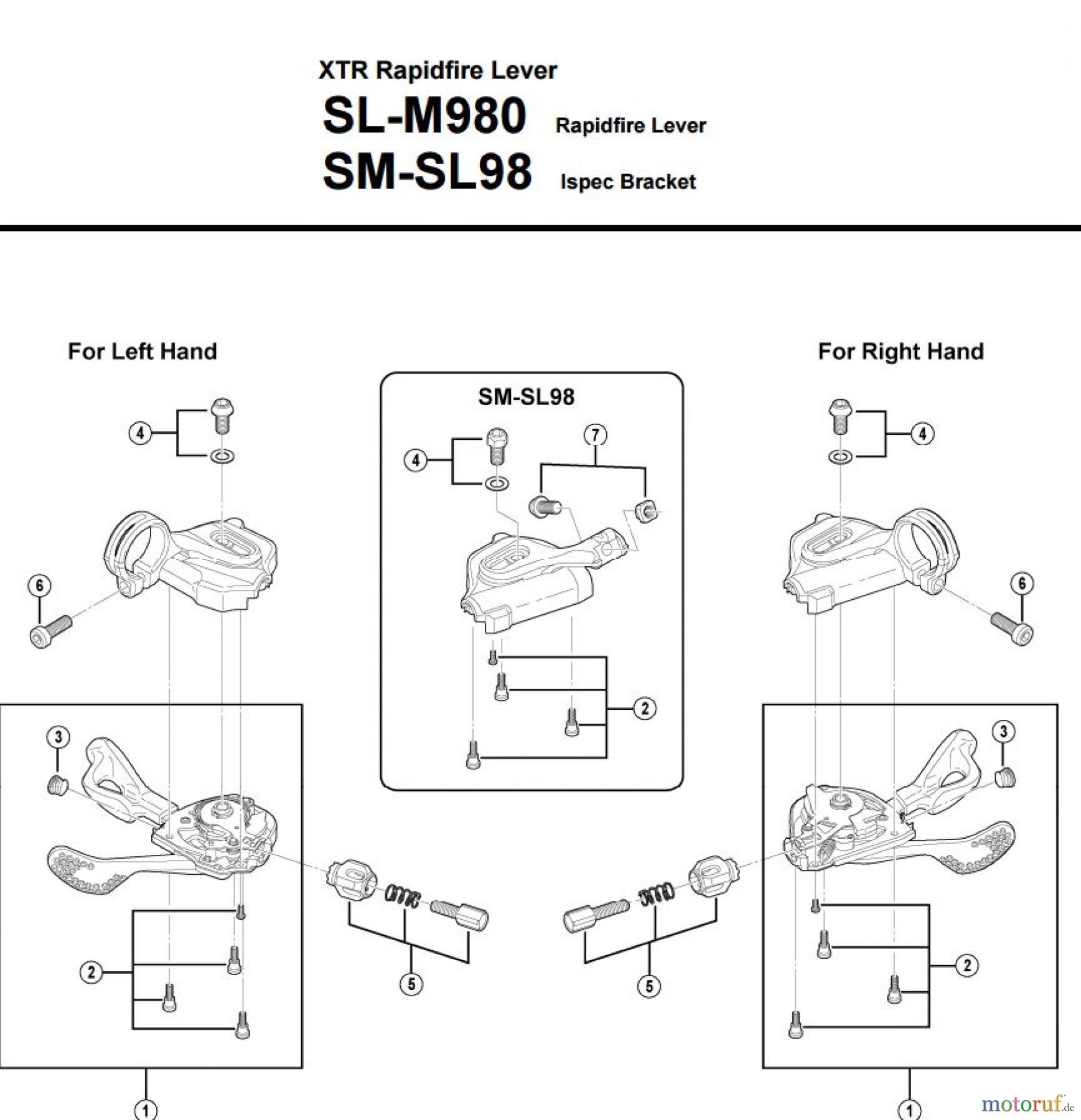 Shimano SL Shift Lever - Schalthebel SL-M980 -3083 XTR Rapidfire Lever