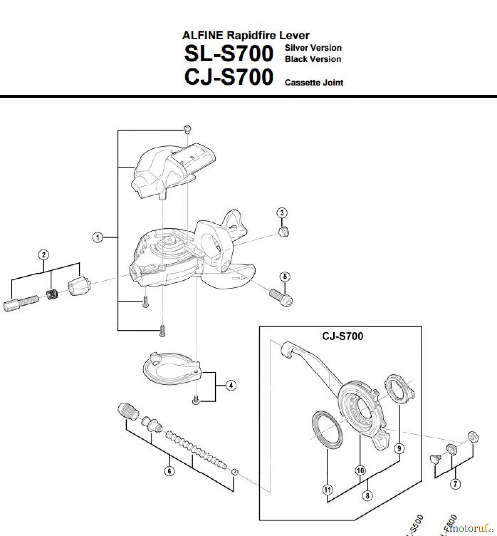 Shimano SL Shift Lever - Schalthebel SL-S700 -3093 ALFINE Rapidfire Lever