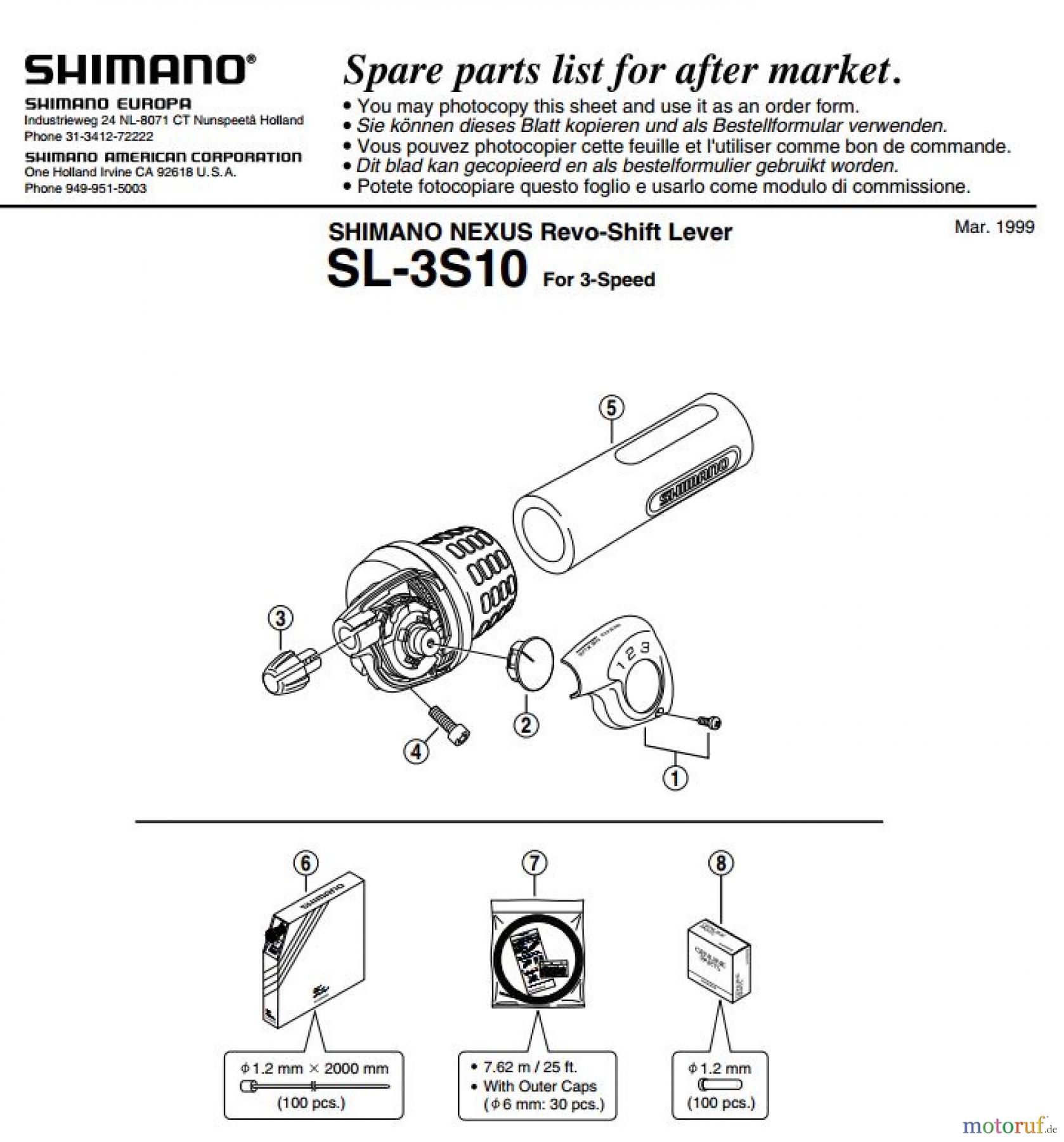 Shimano SL Shift Lever - Schalthebel SL_3S10 SHIMANO NEXUS Revo-Shift Lever
