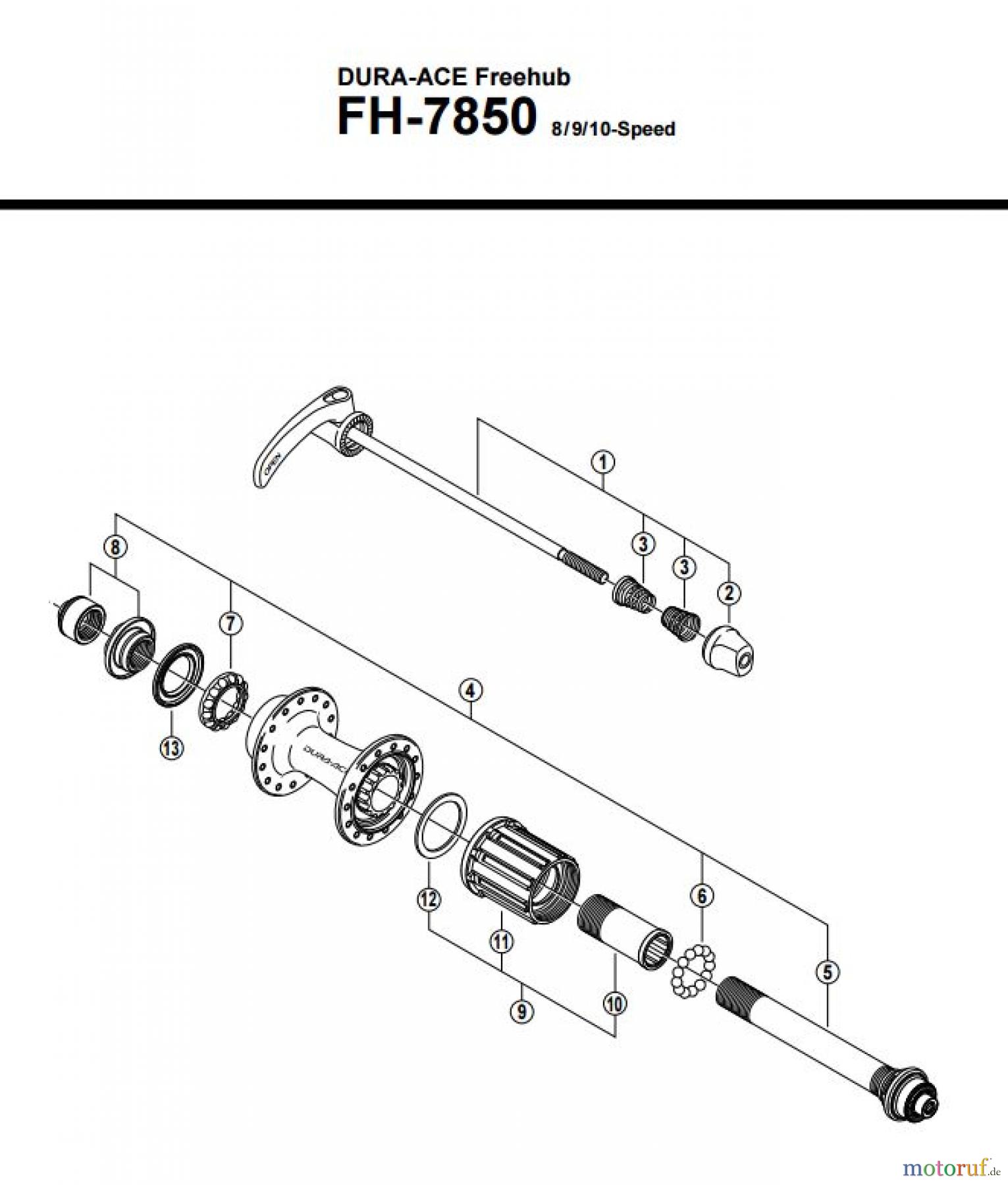 Shimano FH Free Hub - Freilaufnabe FH-7850 DURA-ACE Kassettennabe 8/9/10-fach