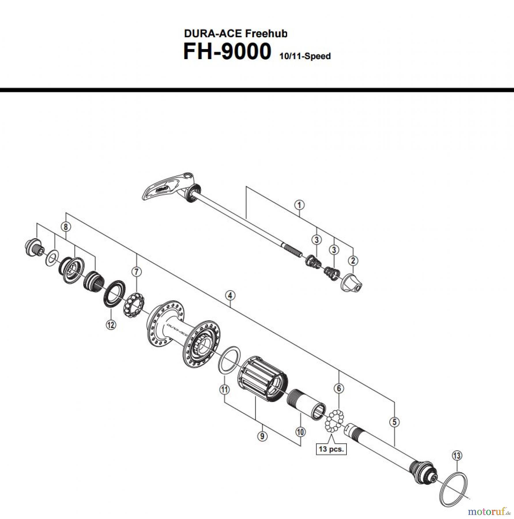 Shimano FH Free Hub - Freilaufnabe FH-9000 DURA-ACE Kassettennabe 10/11-fach
