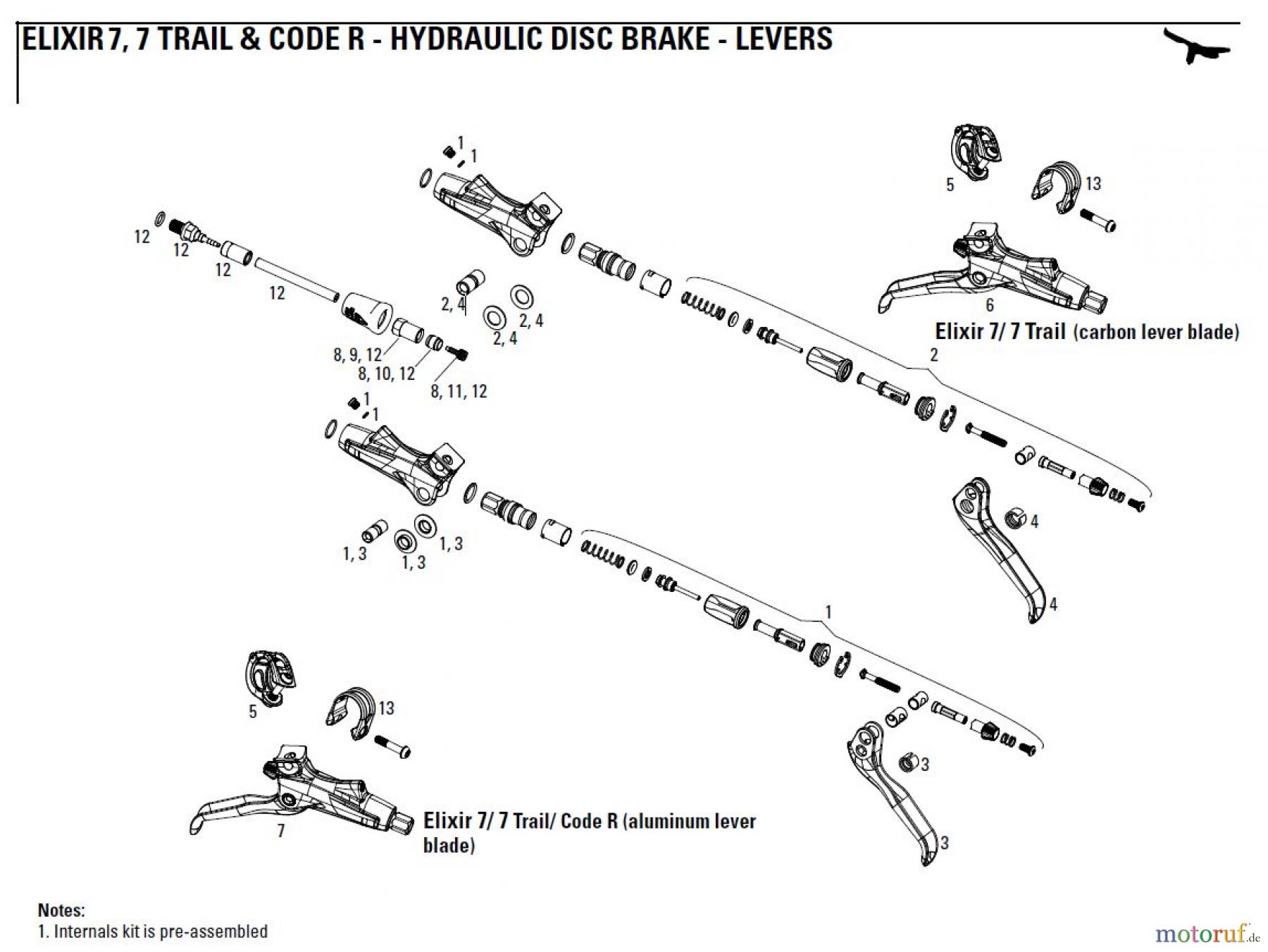 Sram avid HYDRAULIC DISC BRAKE - LEVERS ELIXIR 7, 7 TRAIL & CODE R - HYDRAULIC DISC BRAKE - LEVERS