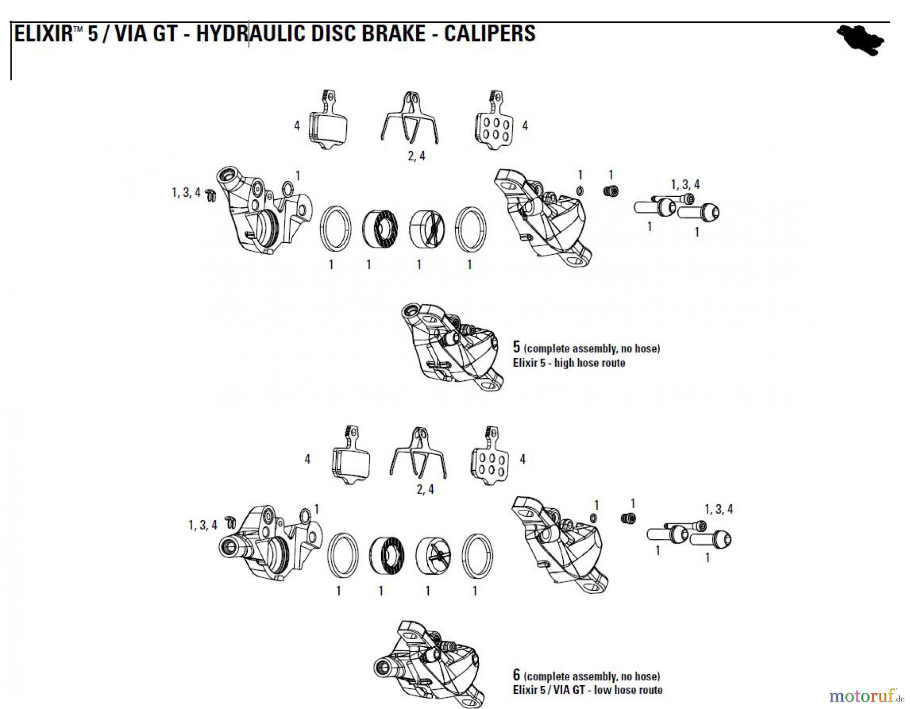 Sram avid HYDRAULIC DISC BRAKE - CALIPERS ELIXIR™ 5 / VIA GT - HYDRAULIC DISC BRAKE - CALIPERS
