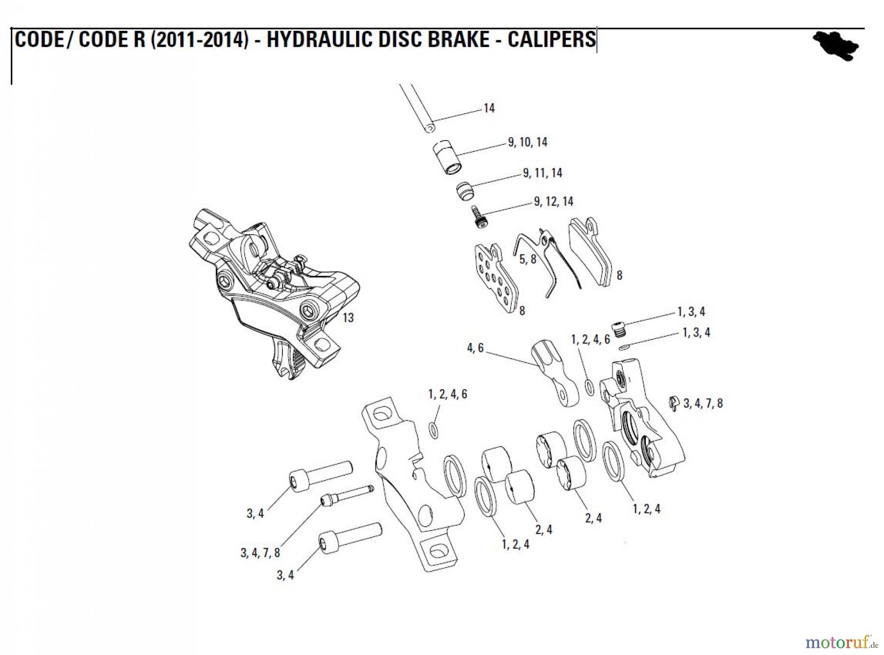 Sram avid HYDRAULIC DISC BRAKE - CALIPERS CODE / CODE R (2011-2014) - HYDRAULIC DISC BRAKE - CALIPERS