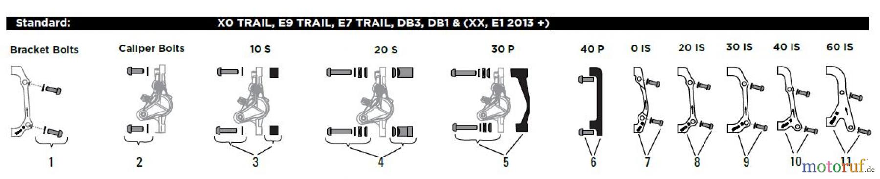 Sram avid BRACKETS & HARDWARE MOUNTING BRACKETS & TOWERS/SPACERS / HARDWARE Standard:X0 TRAIL, E9 TRAIL, E7 TRAIL, DB3, DB1 & (XX, E1 2013 +)