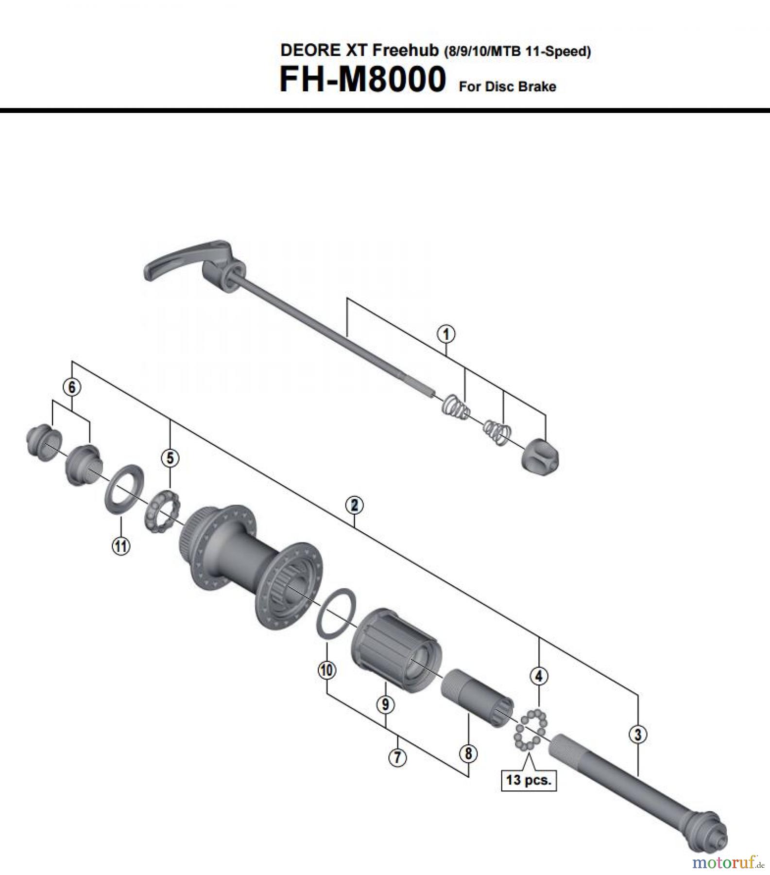 Shimano FH Free Hub - Freilaufnabe FH-M8000 DEORE XT Freehub (8/9/10/MTB 11-Speed)