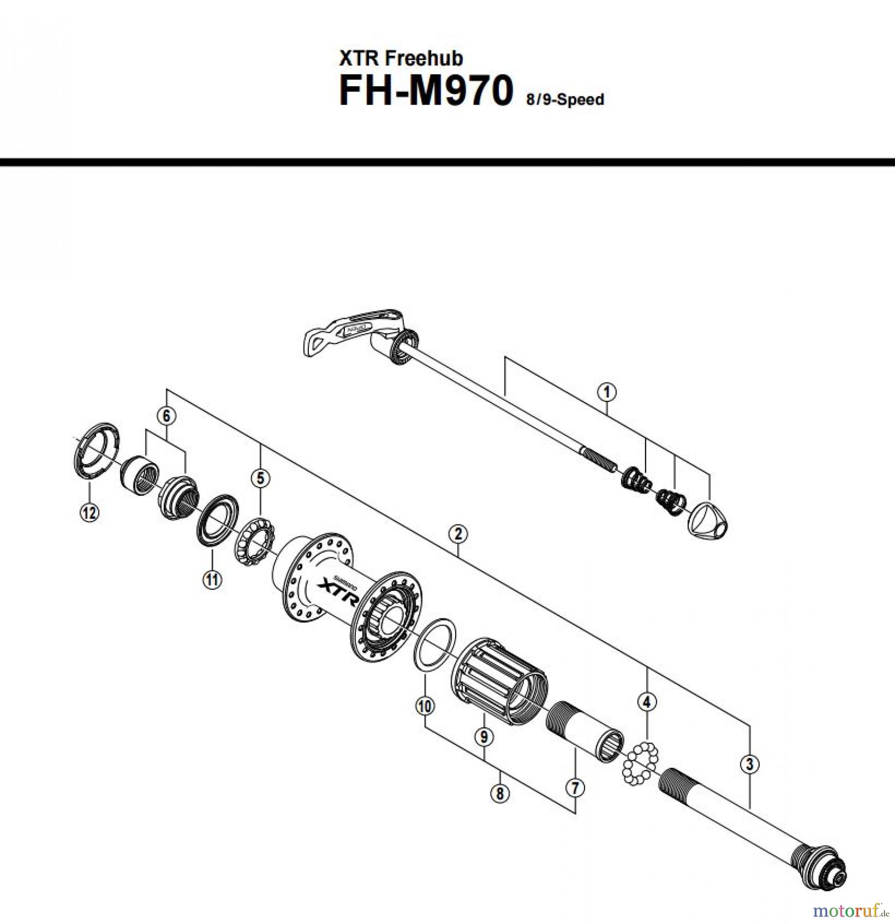 Shimano FH Free Hub - Freilaufnabe FH-M970 -2546A XTR Freehub 8/9-Speed
