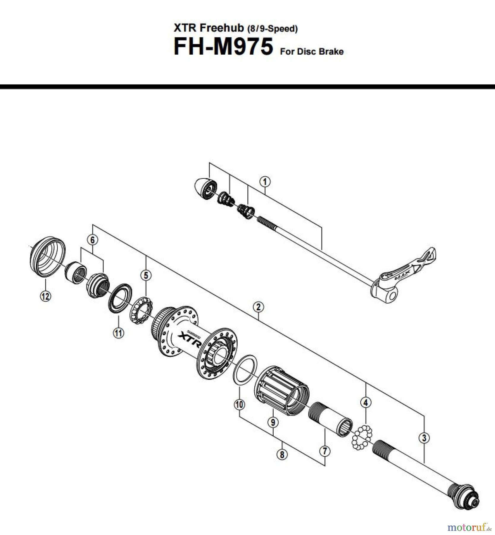 Shimano FH Free Hub - Freilaufnabe FH-M975 -2547A XTR Freehub (8/9-Speed)