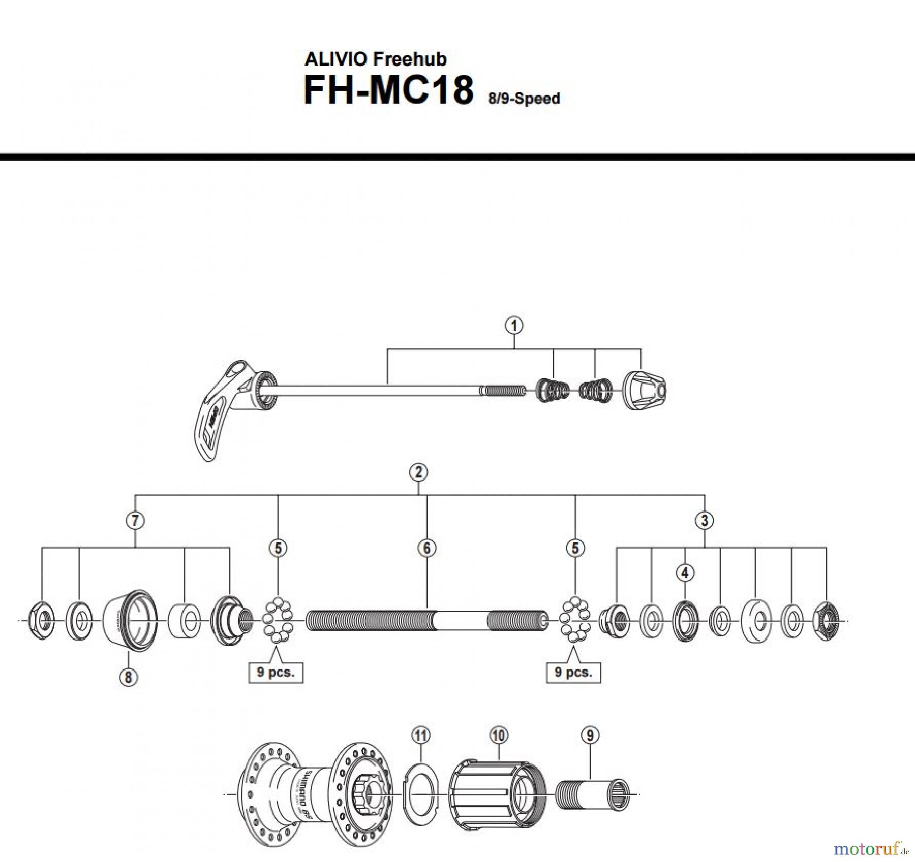 Shimano FH Free Hub - Freilaufnabe FH-MC18 -1749B