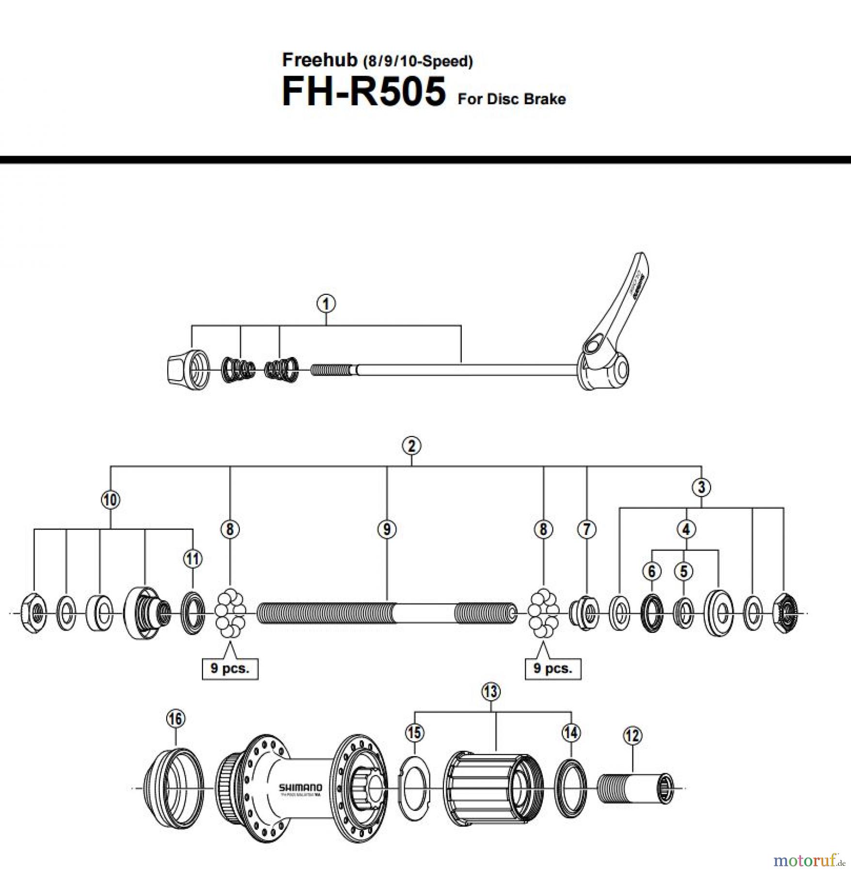 Shimano FH Free Hub - Freilaufnabe FH-R505 -New Dustcap