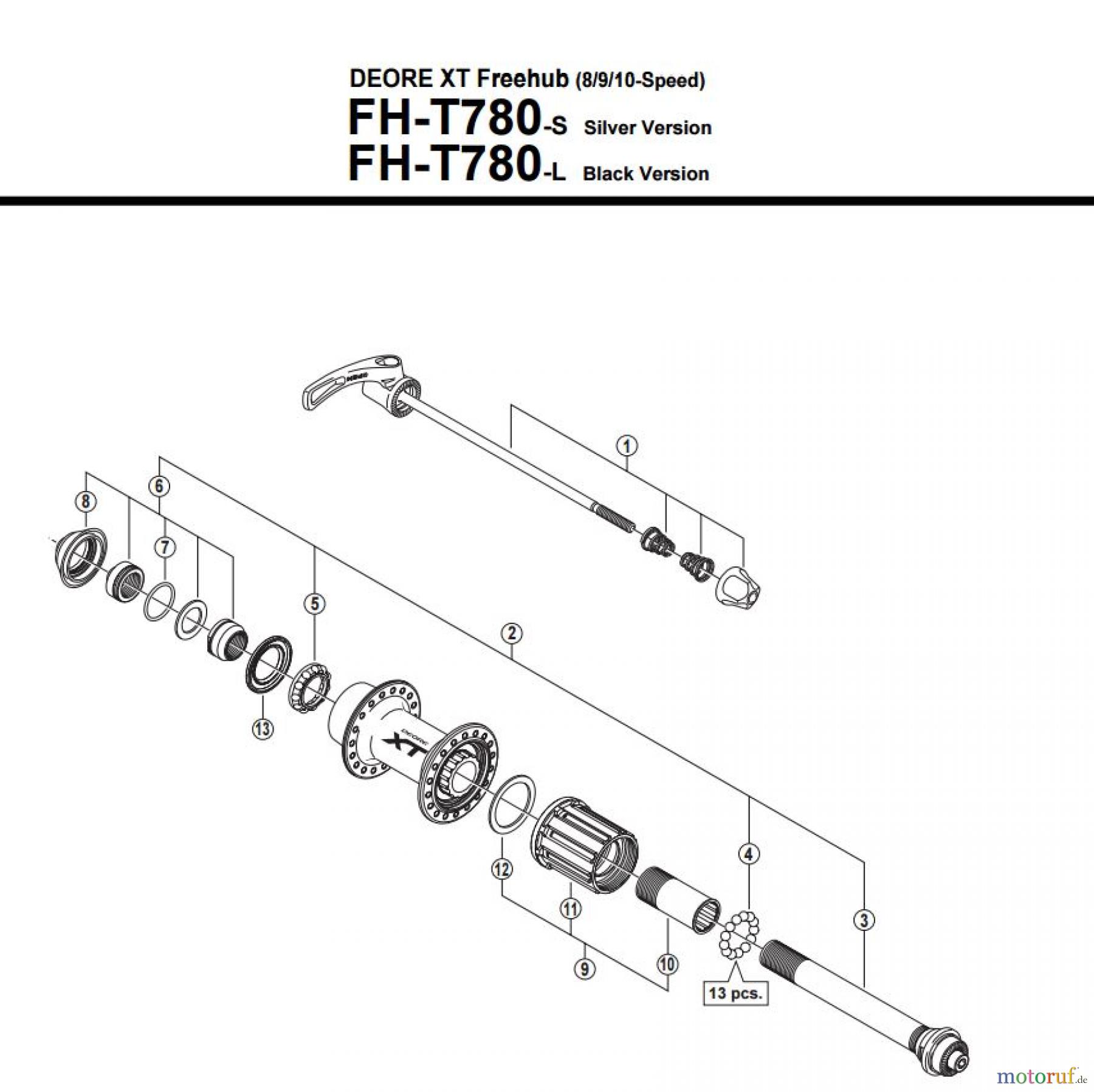  Shimano FH Free Hub - Freilaufnabe FH-T780  DEORE XT Freehub (8/9/10-Speed)