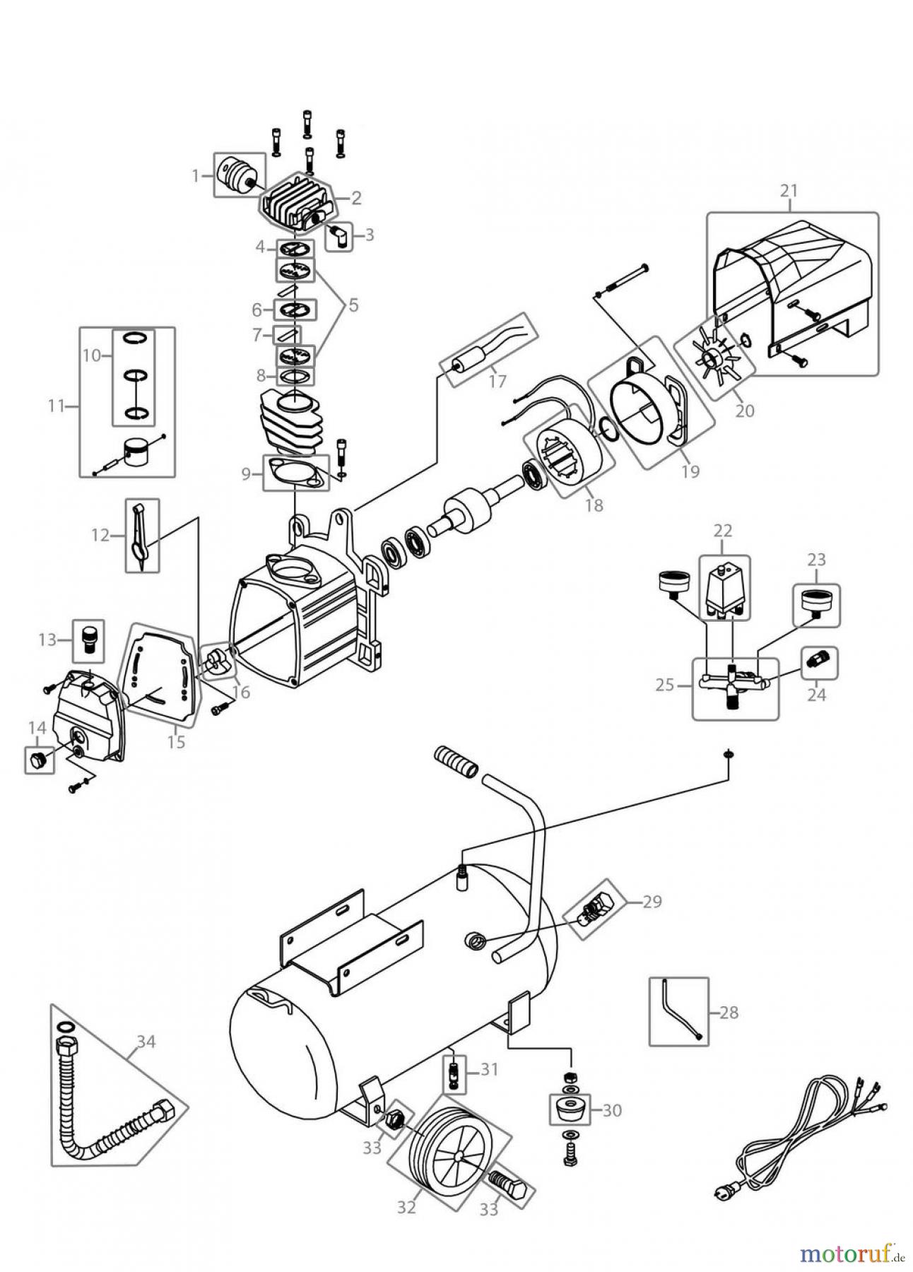 Güde Drucklufttechnik Kompressoren-Sets Ölgeschmiert bis 50l Kessel KOMPRESSORSET 300/10/50 12TLG - 71100 FSL71100-02